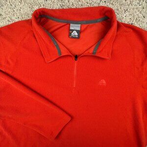 Nike ACG 1/4 Zip Mens 2XL Orange Long Sleeve Thermal Waffle Knit Pullover